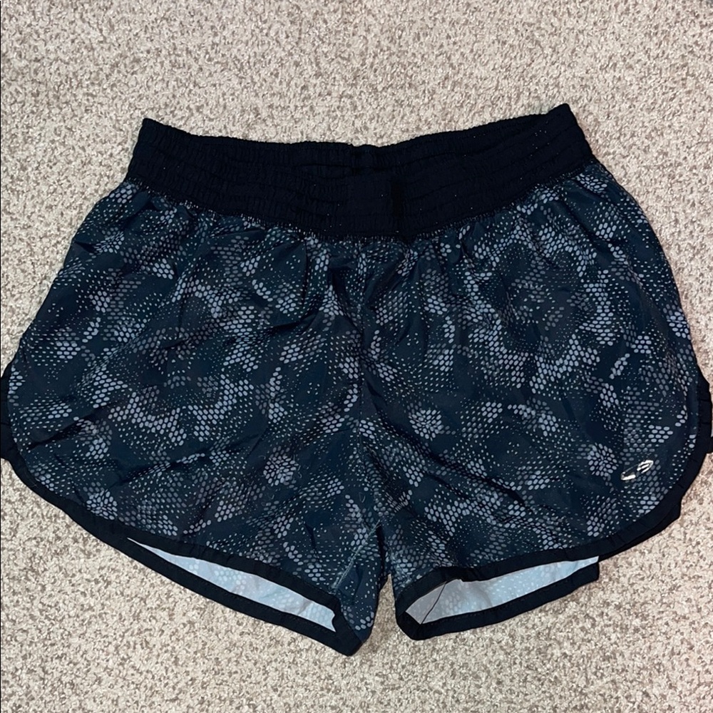 Champion Women's Athletic Shorts in Black and Gray Pattern